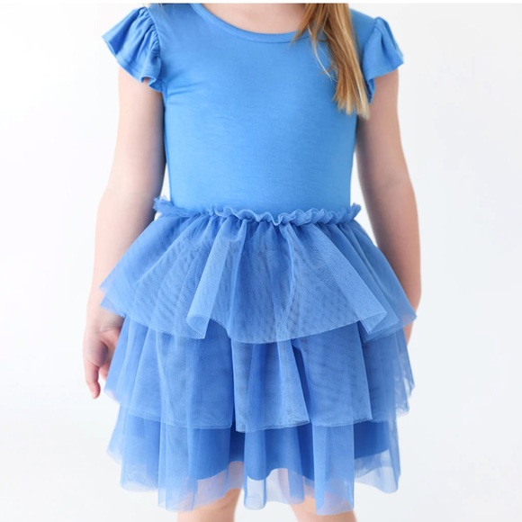 Posh Peanut Western Blue Ruffled Cap Sleeve Tulle Dress - Picture 2 of 9